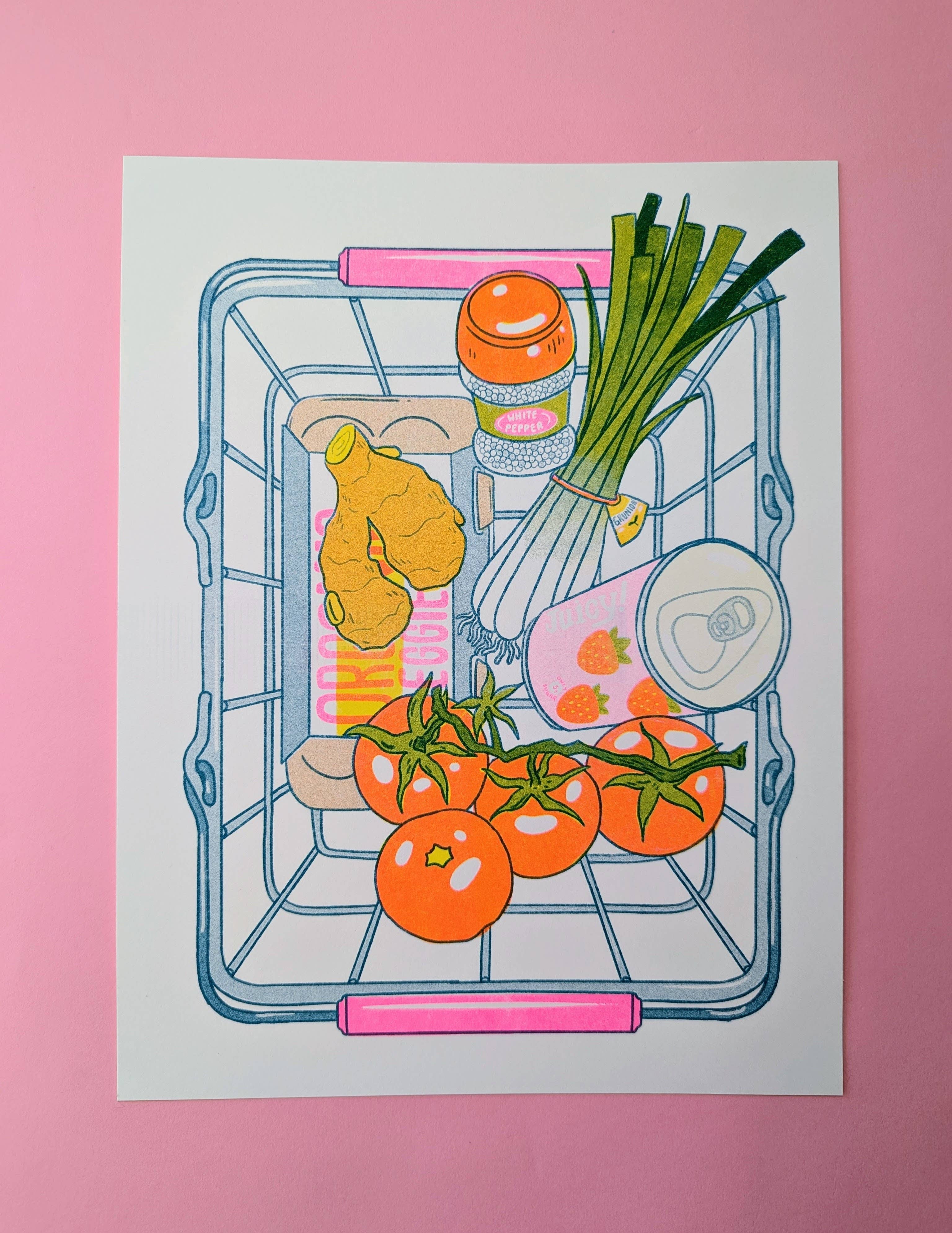 Christina Hu - Tomato Egg | 8.5"x11" Risograph Print