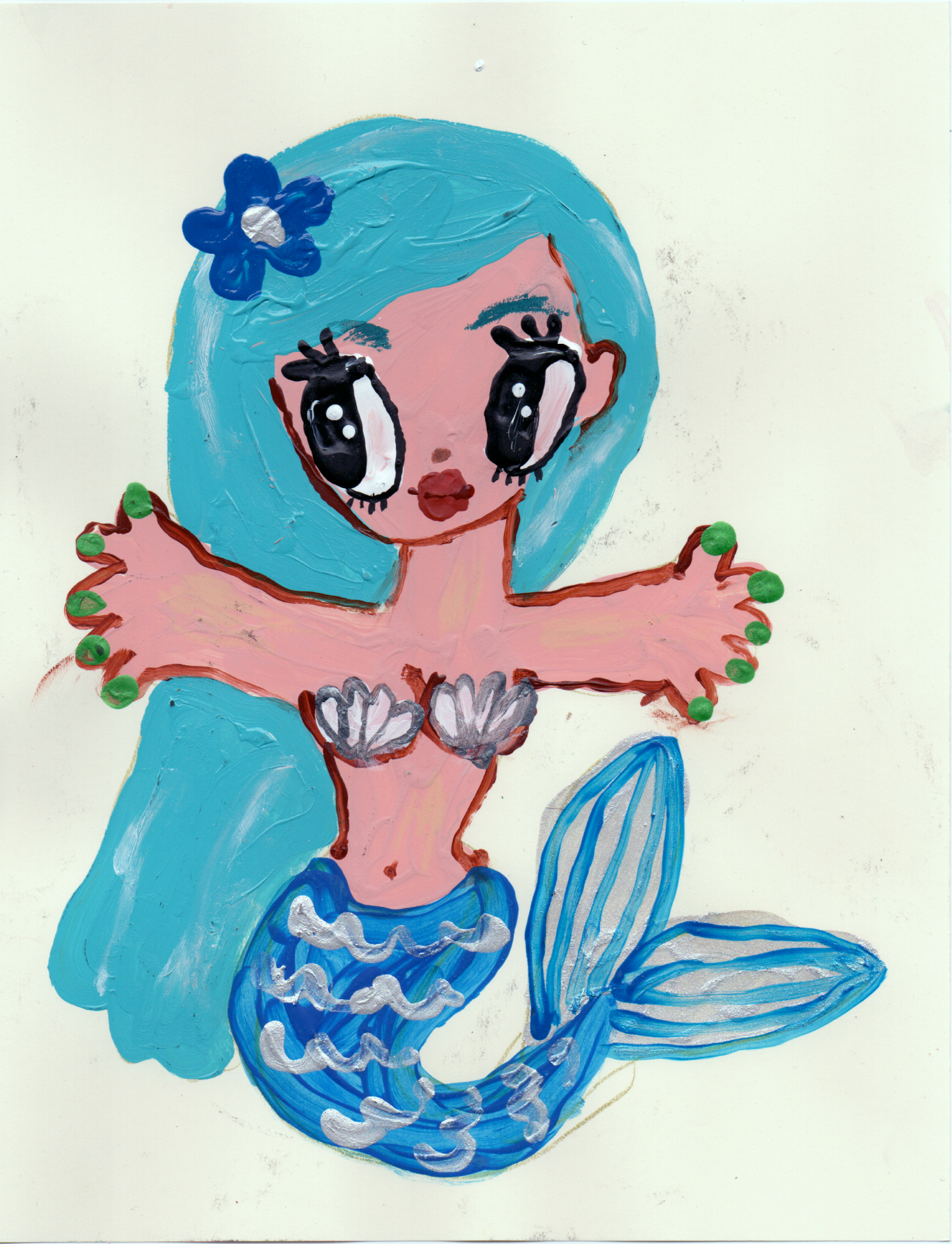 Cyan Hair, Blue Tail Mermaid by Humberto Cruz