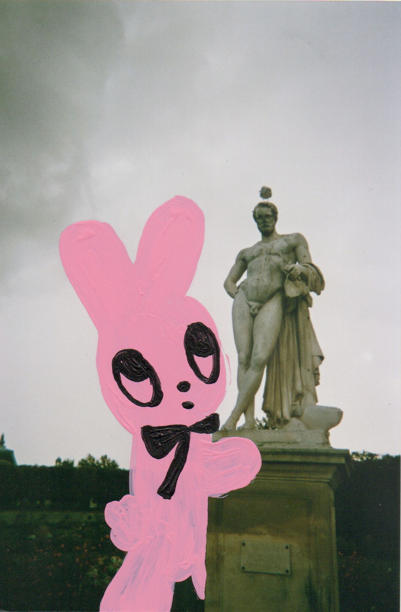 Pink Bunny & Statue by Humberto Cruz