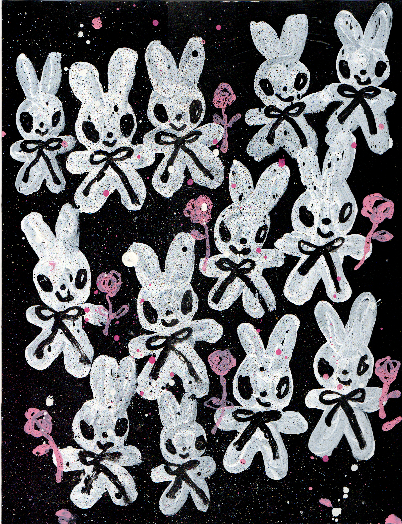 White Bunnies and Roses by Humberto Cruz