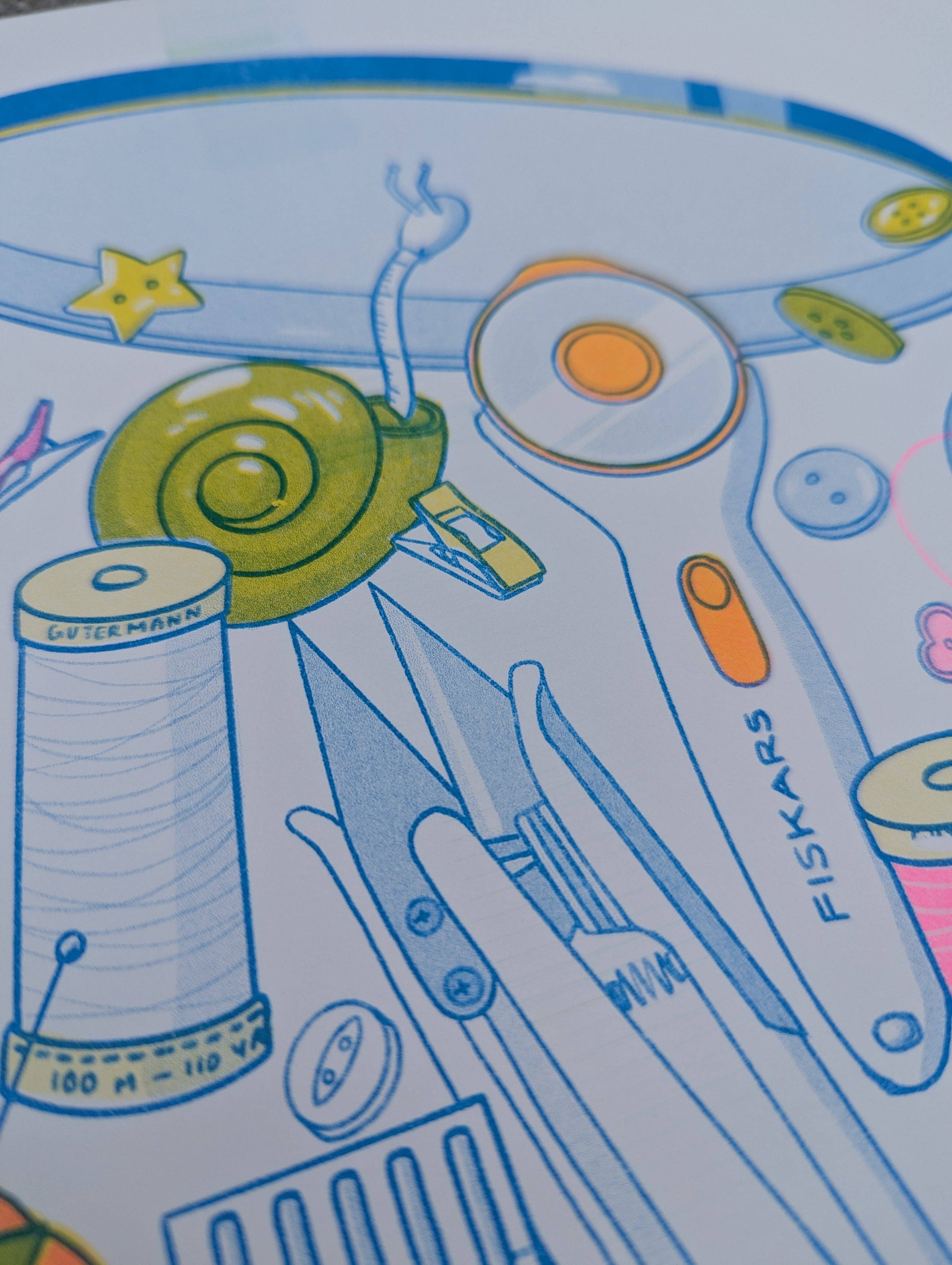 Christina Hu - Butter Cookie Sewing Supplies |  Risograph Print